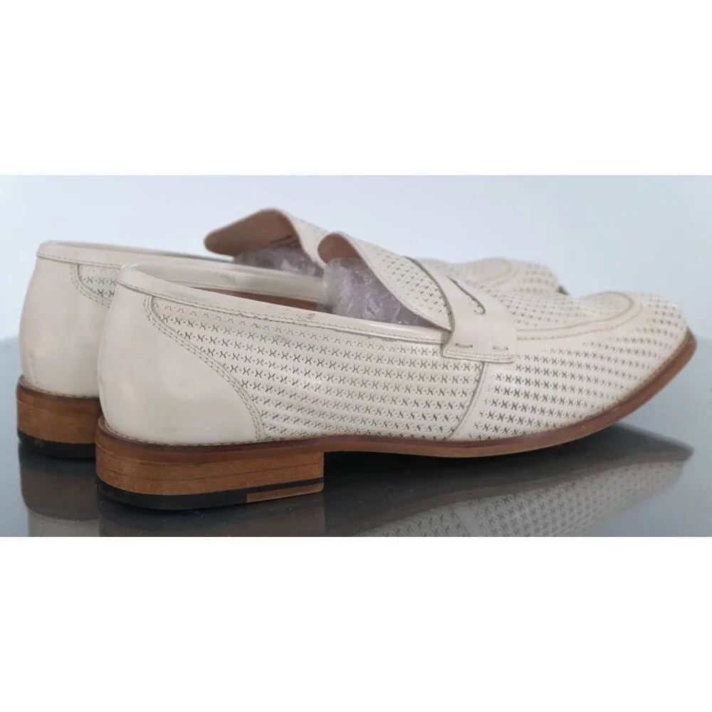 Stacy Adams Belvan Men's Moc Toe Penny Loafers Shoes Sz 9.5 M Perforated Leather